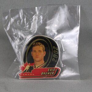 Team Canada Hockey Pin - 2002 Olympic Pin Eric Brewer - Celluloid Pin